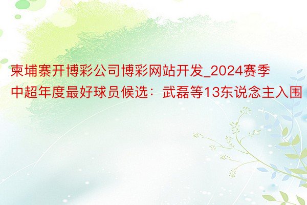 柬埔寨开博彩公司博彩网站开发_2024赛季中超年度最好球员候